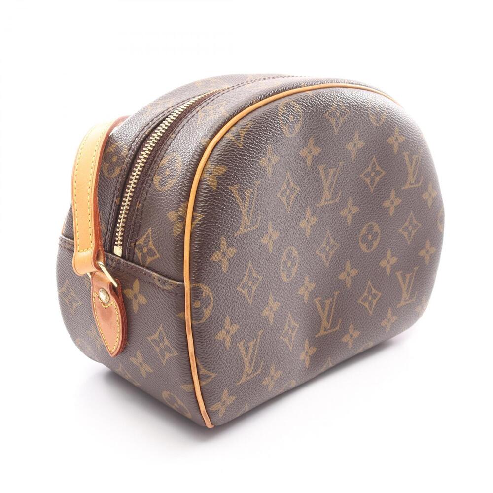 Louis Vuitton Leather Monogram Canvas Shoulder Bag Brown Blois